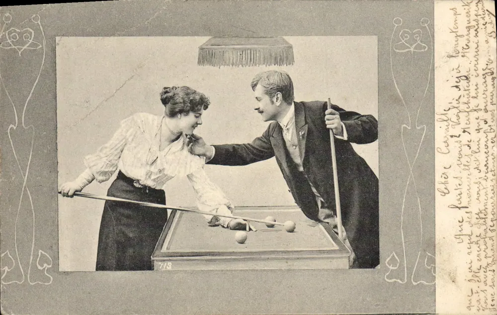 Jeu de billard — couple en interaction — Carte postale n°7/18 - Recto