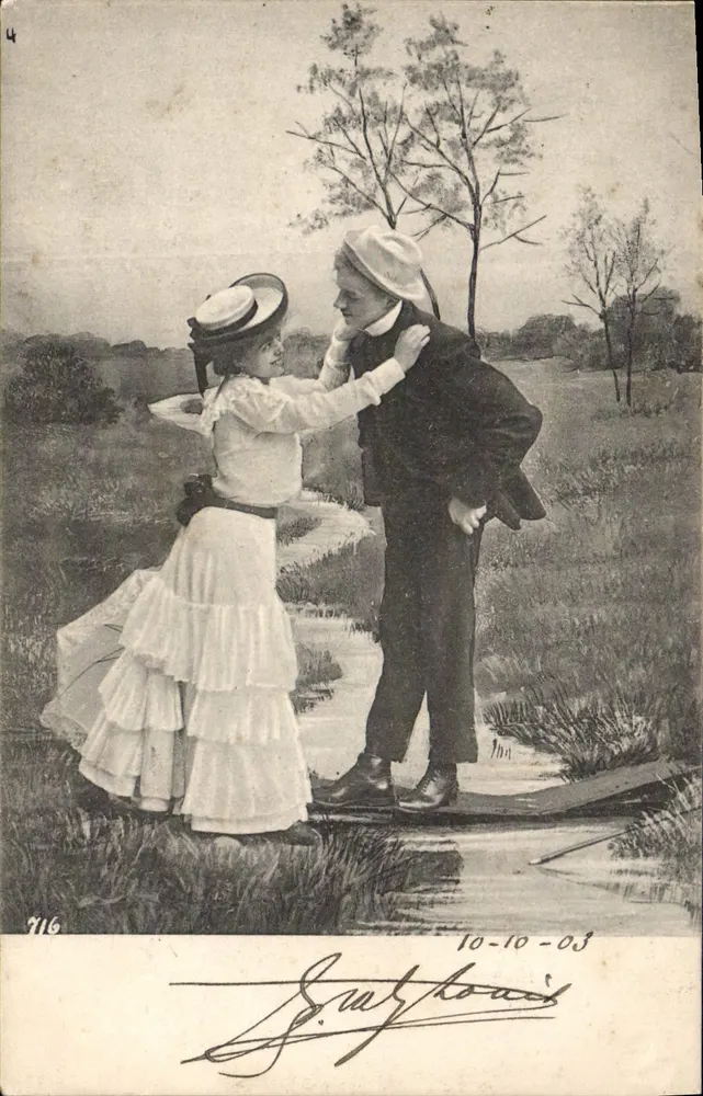 Jeune couple dans un paysage — éditeur anonyme, n° 716 - Recto