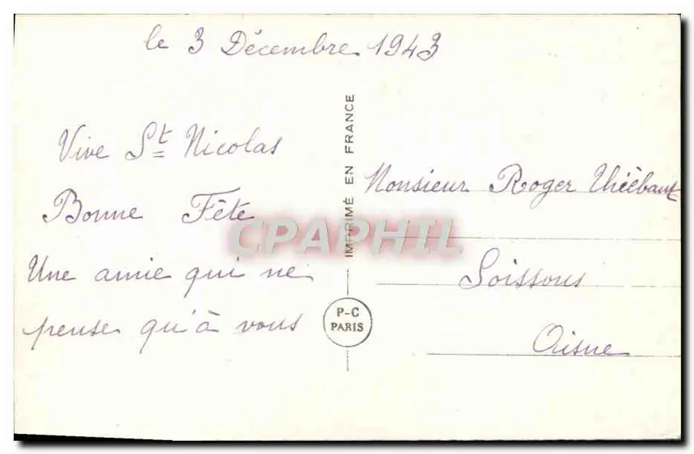 Saint Nicolas — Paar mit Blumenstrauß — Verlag PC Nicolas n°5115 - Rückseite