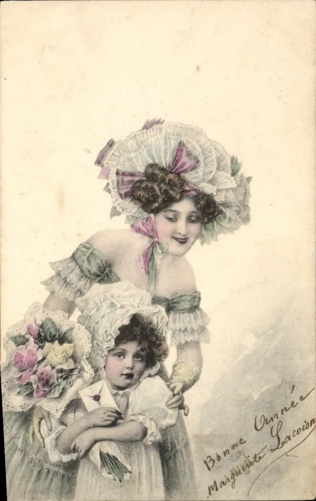 Frau und Kind — Neujahr — M. M. Vienne - Vorderseite