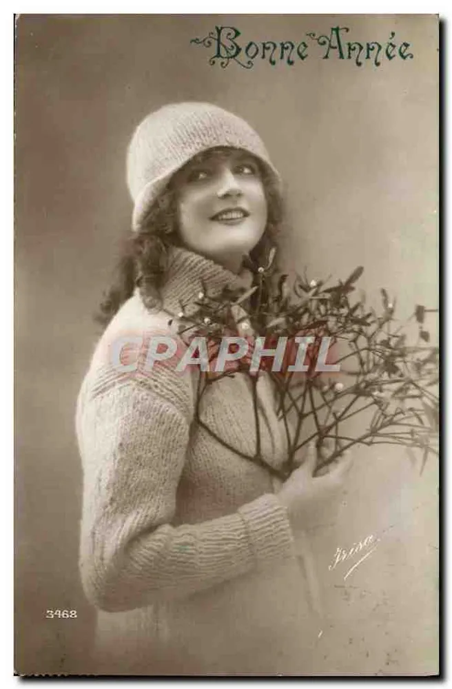 Junge Frau in Pullover und Mütze — Frohe Weihnachten — Verlag Grima, Nr. 3468 - Vorderseite