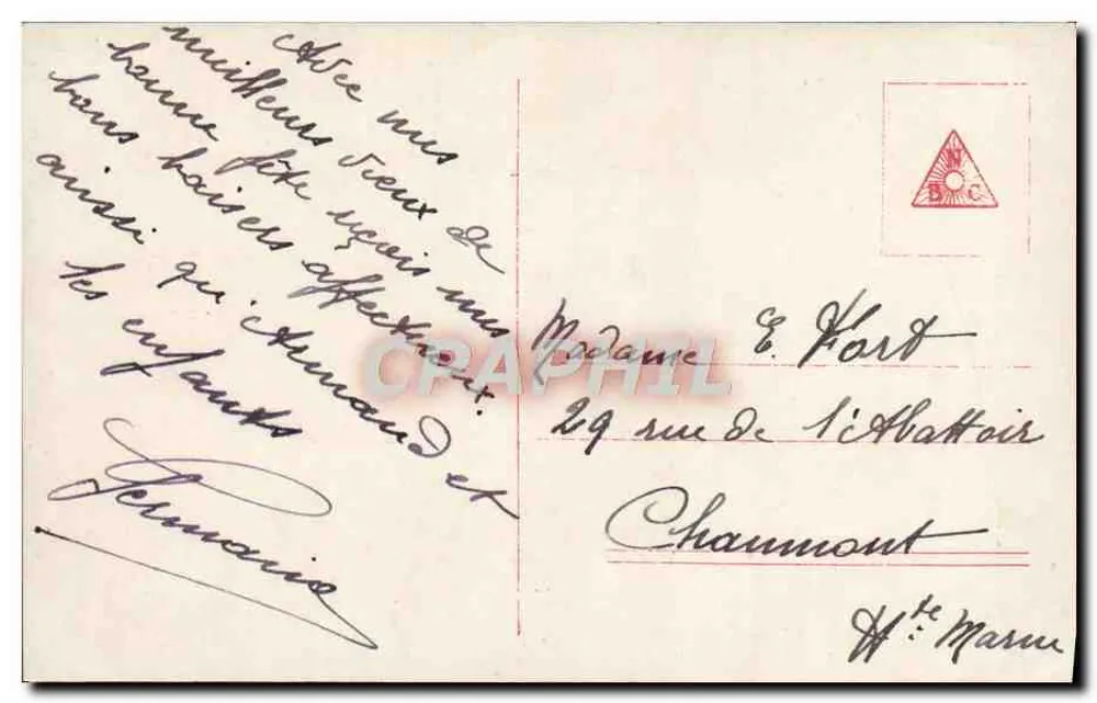 Junge Frau in besticktem Hut mit Blume in der Hand — GC 6556/1 - Rückseite