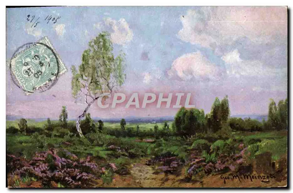 Landschaft mit einsamem Baum — Gemälde von G. M. Mainzoz — Serie 3/14 - Vorderseite