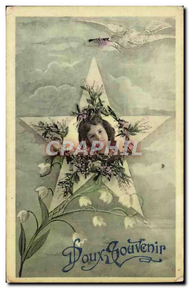 Girl in a star — with bird and flowers — publisher not visible - Front