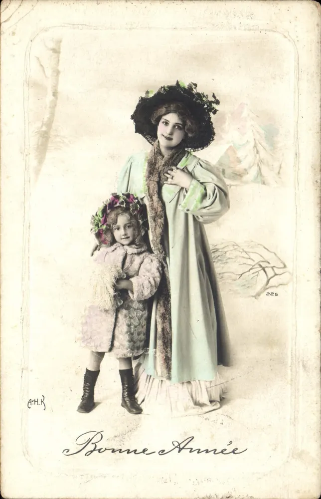 Frau und Kind — WeihnachtsSzene — Verlag A.H.L.R. n°225 - Vorderseite