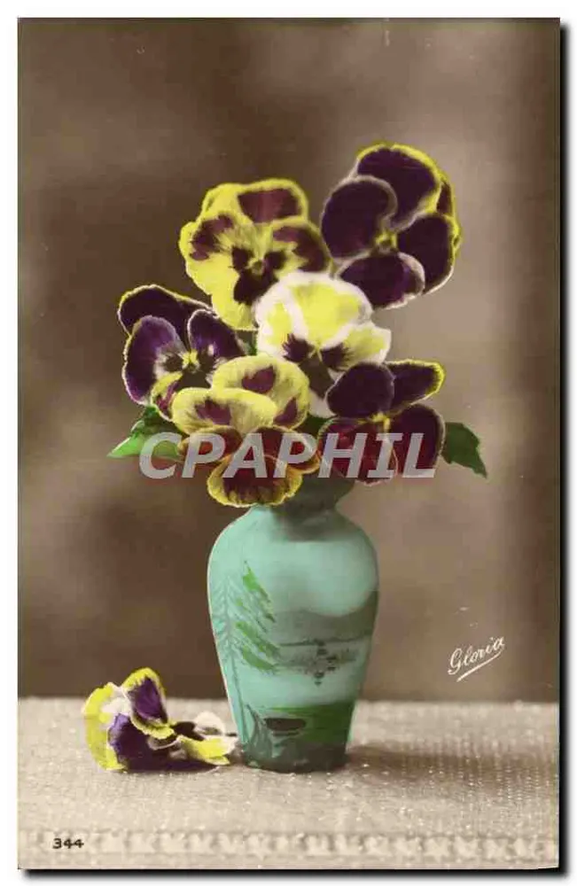 Pansies — bos in een versierde vaas — Gloria n°344 - Voorkant