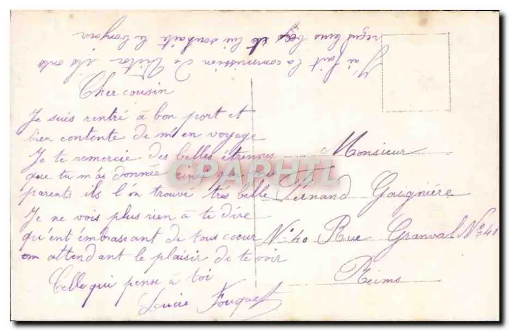 Paar mit Rosenstrauß — Verlag Erianon, Nr. 523 - Rückseite