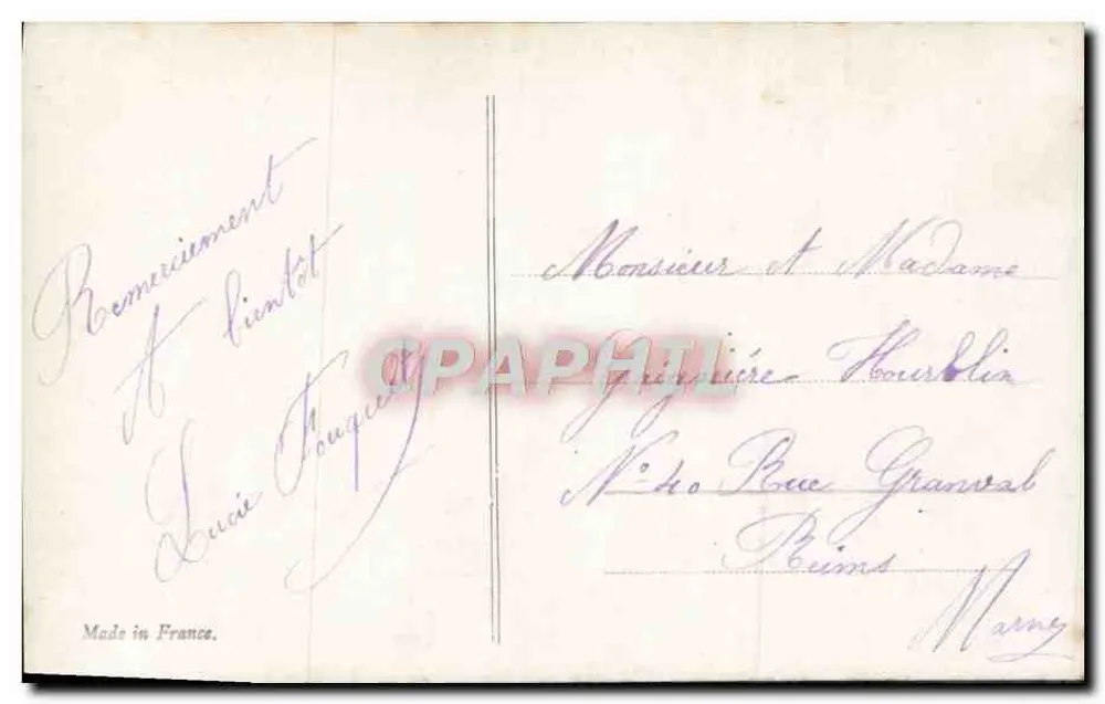 Frau in bunter Kleidung mit Blumenstrauß — Fauvetté, n°1413 — Verlag Fauvetté - Rückseite
