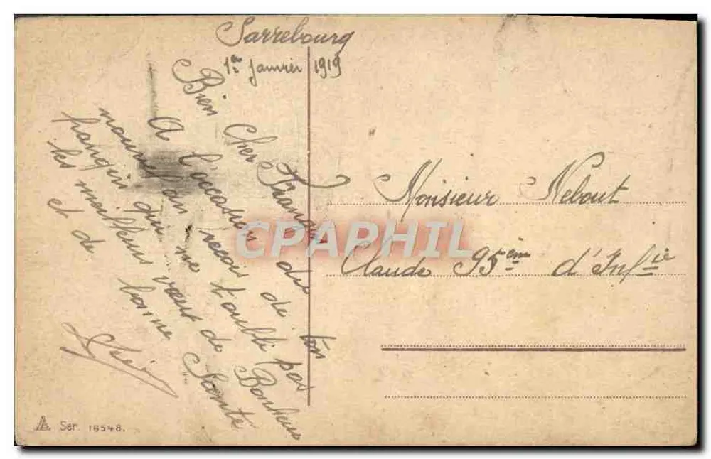 Couronne de Noël — décor de sapin et de pommes de pin — éditeur : A. Ser. 16548 - Verso