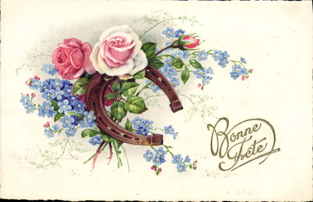 Carpeta y rosas — Feliz cumpleaños — Editor G. P. Paris, n° 11 - Anverso