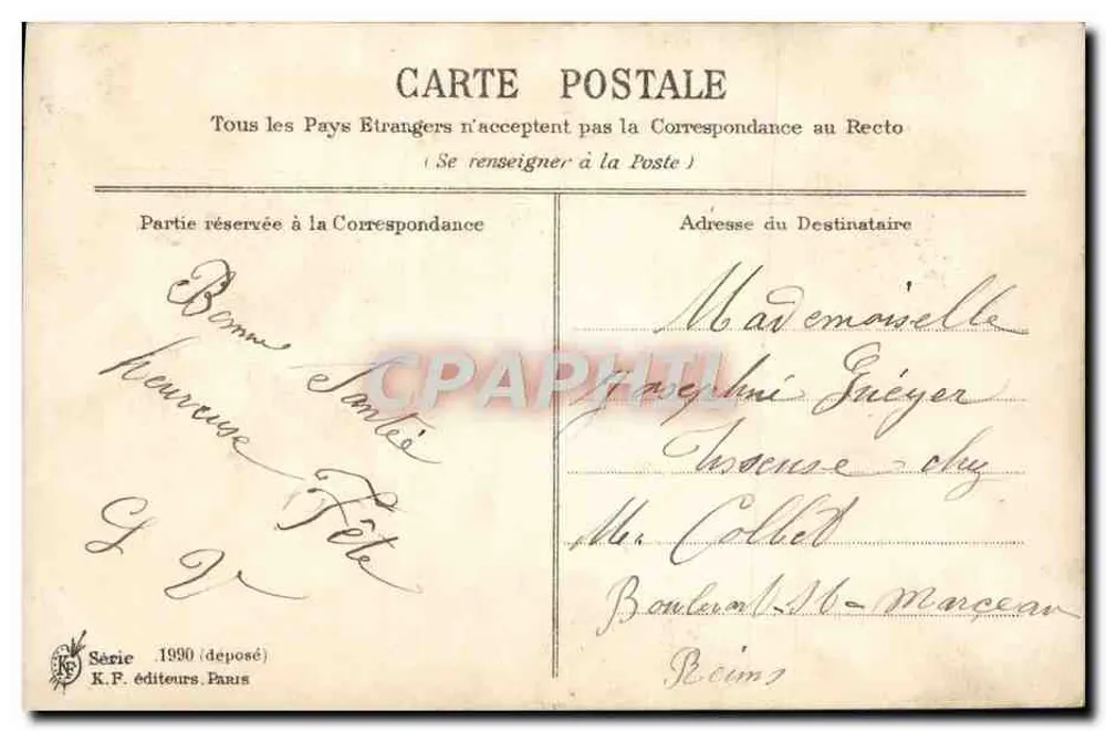 Violeta — Modestia, Discrição, Amor oculto — K.F. editores, Paris, Série 1900 - Verso