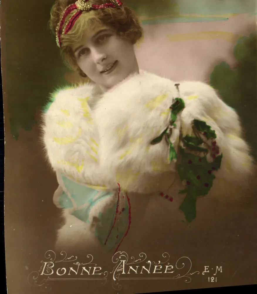 Jeune femme en fourrure — portrait de style Art Nouveau — éditeur E.M. n°121 - Vorderseite