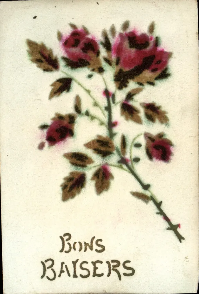 Bouquet de roses — Bons Baisers — carta postal - Frente
