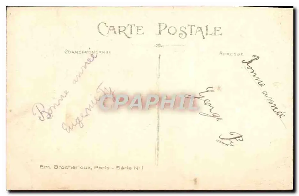Junges Liebespaar — 'Meine Seele und meine Wünsche' — Em. Brocherloux, Paris - Serie Nr. 1 - Rückseite