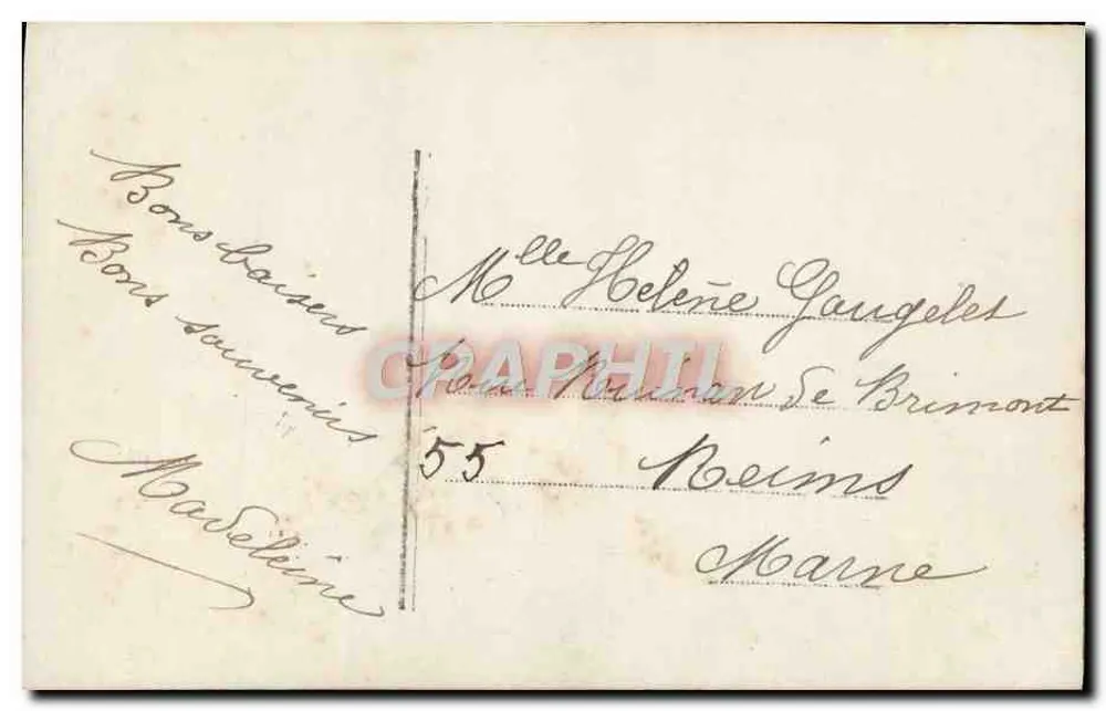 Menina com cesta de flores — Lembrete — Editor: C. Béral, n° 3543 - Verso