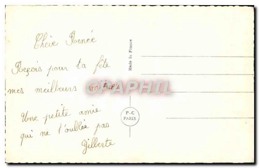 Junge Frau in Fell — Frohe Geburtstagskarte — P-C Paris n°3896 - Rückseite