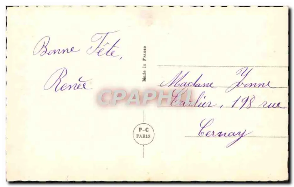 Porträt einer Frau — 1930er Jahre — P-C PARIS n°3882 - Rückseite