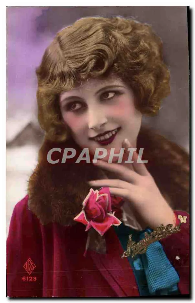Lächelnde junge Frau — Rose und rocher Mantel — Verlag ARS n°6123 - Vorderseite