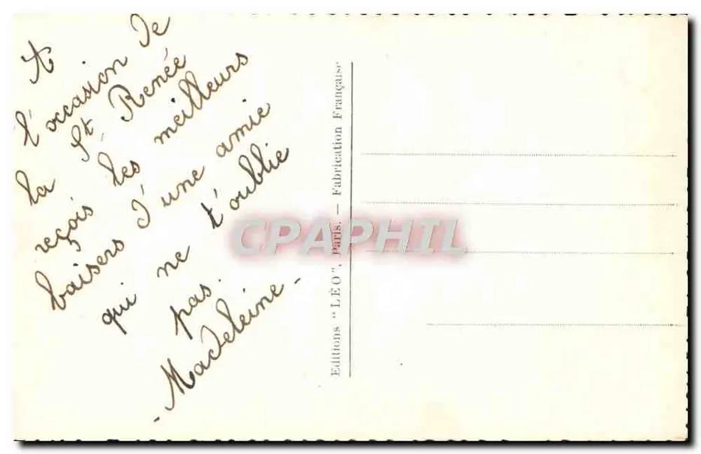 Junge Frau im Profil — Rose am Hals — Verlag Léo, Paris, n° 5253 - Rückseite