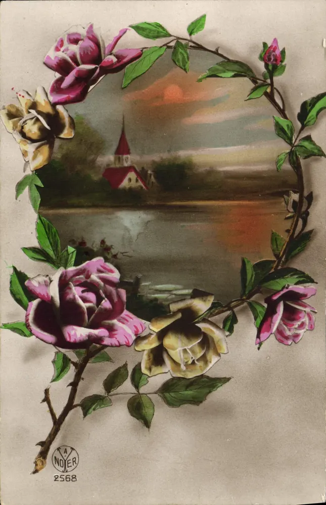 Roseraie — vista de aldeia ao entardecer — A. NOJER 2568 - Frente