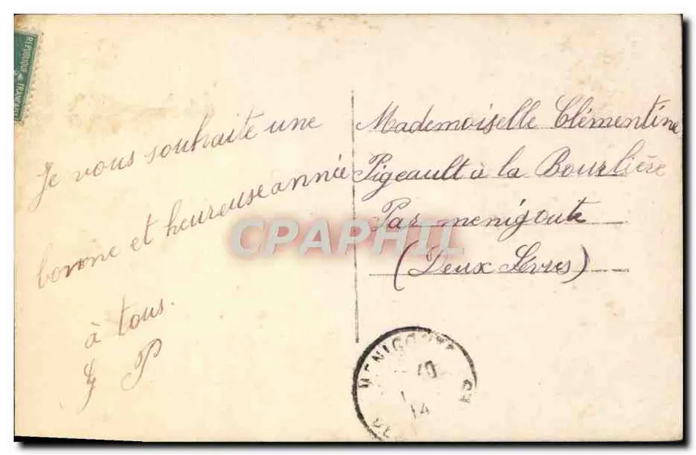 Frau in grüner Robe — mit einem Rosenstrauß — Éditeur anonyme - Rückseite