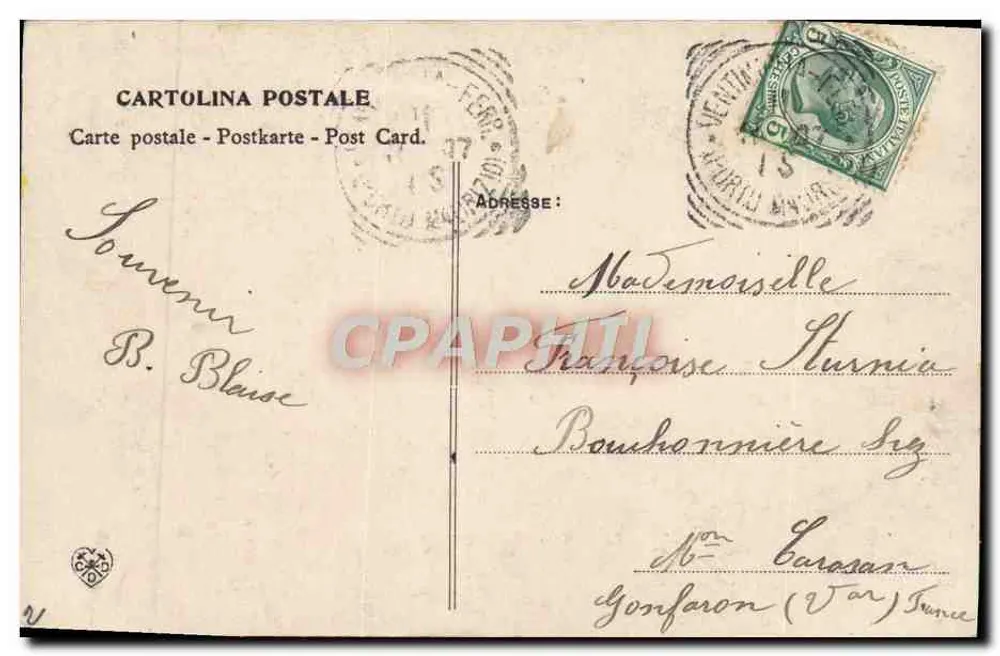 Junges Paar in Volkskostüm — Cartolina Postale n°2 — Verleger Cartolina Postale - Rückseite