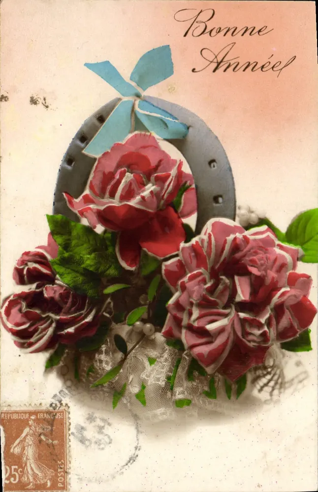 Bouquet de rosas y estribo — Año Nuevo — República Francesa - Anverso