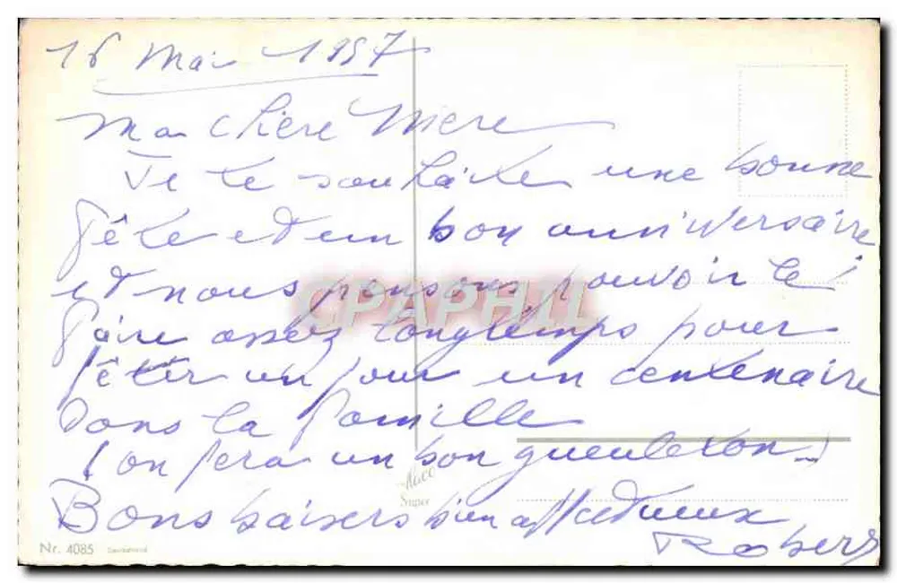 Rozen — antieke ansichtkaart voor Moeder — uitgever Nr. 4085 - Achterkant