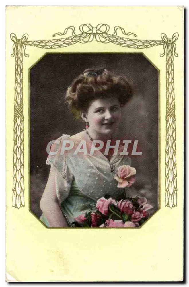 Lächelnde junge Frau — mit Rosenstrauß — Verlag Arnhofe (Serie 507) - Vorderseite