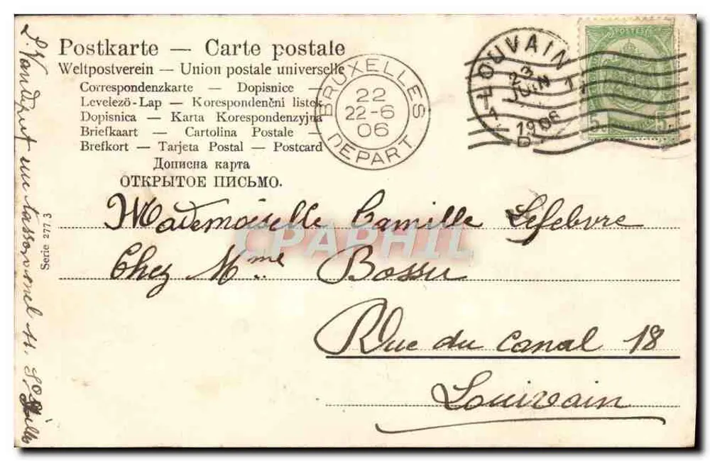 Zwei junge Frauen — Ansichtskarte mit handschriftlichem Text — unbekannter Verlag, Serie 277 - Rückseite