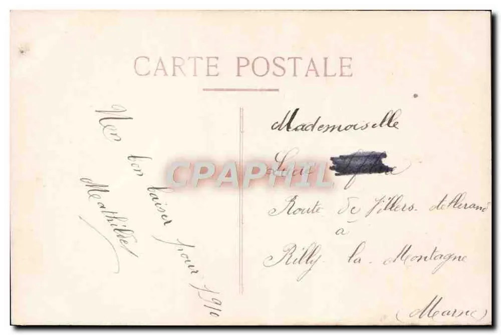 Frau in blauer Robe mit Blumenstrauß — Frohe Neujahr — unbekannter Verlag, n° 2023 - Rückseite