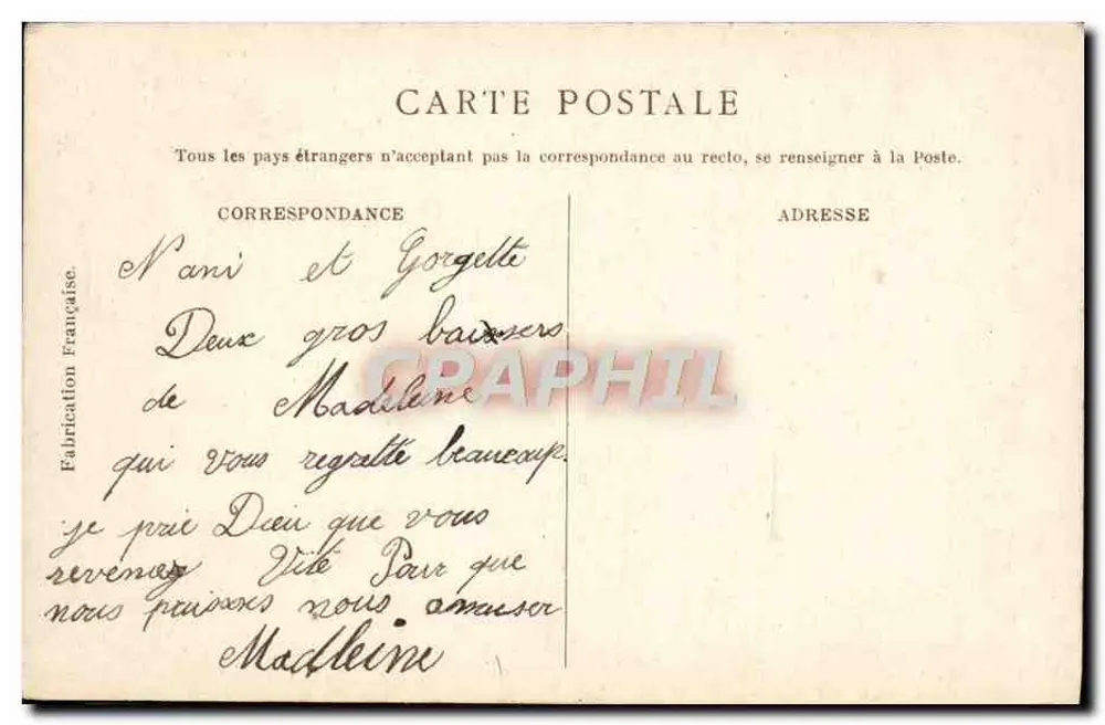 Dois crianças — Felicidade e Sucesso — U.N.C.E. Paris, editor R. Maury - Verso