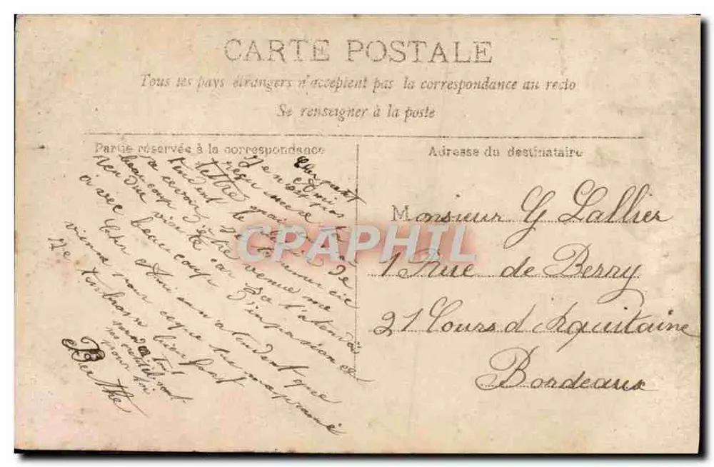 Frau in einem rosa Kleid — Wald- und Felsenlandschaft — Verlag Rawllinger, Paris, Nr. 208 - Rückseite