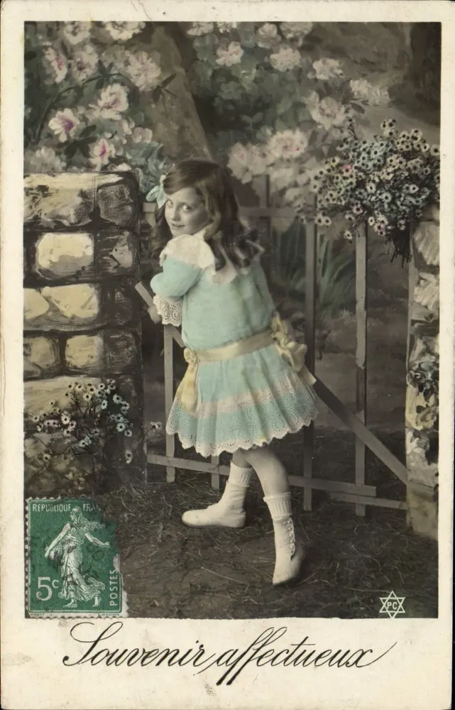 Girl in Blue Dress — Flowered Garden — Publisher PCX, series number not visible - Front