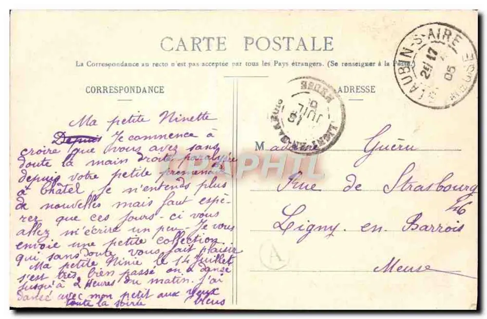 Schaukel-Liebe — romantische Paar-Szene auf einer Schaukel — Phototypie A. Berenret & Cie, NANCY - Rückseite