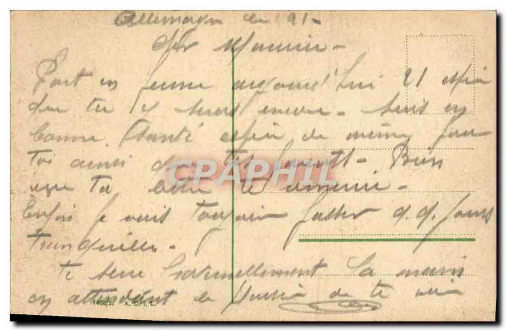 Frau mit Blumenstrauß — Garten-Szene — Verlag A.O.P.L. Nr. 140851 - Rückseite