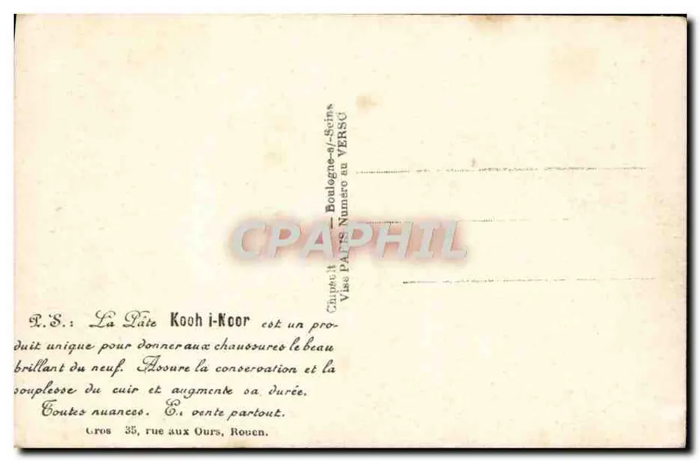 Frau in Hochzeitskleid mit Blumenstrauß — gedruckter Text — Verlag: Chippé & Cie, Rouen - Rückseite