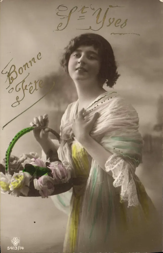 Junge Frau mit einem Blumenkorb — Saint-Yves — Serie 5413/14 - Vorderseite