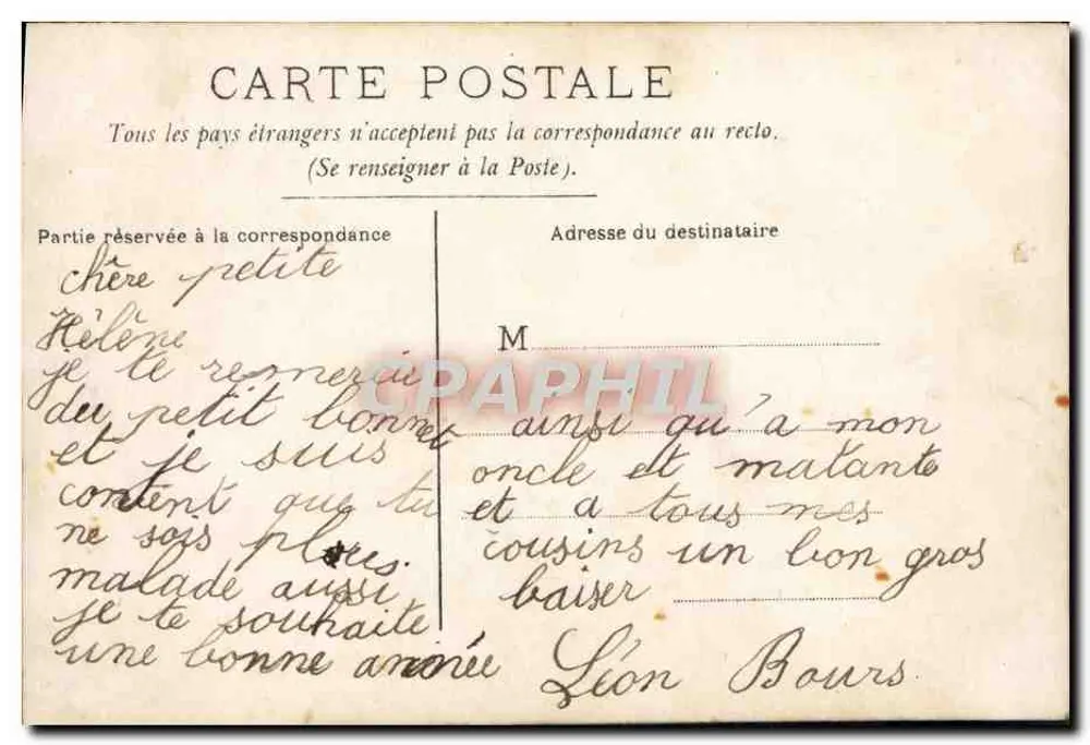 Criança em traje marítimo — segurando carta e buquê de rosas — n° 4177 - Verso