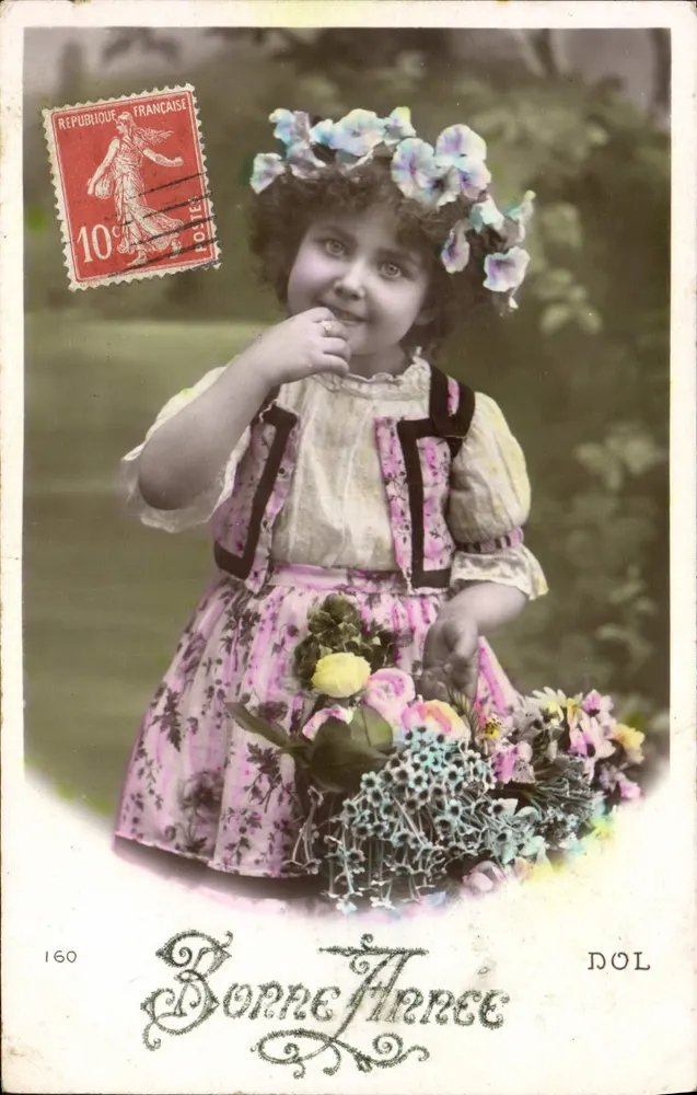 Menina com flores — Boas Festas — Editor DOL n°160 - Frente
