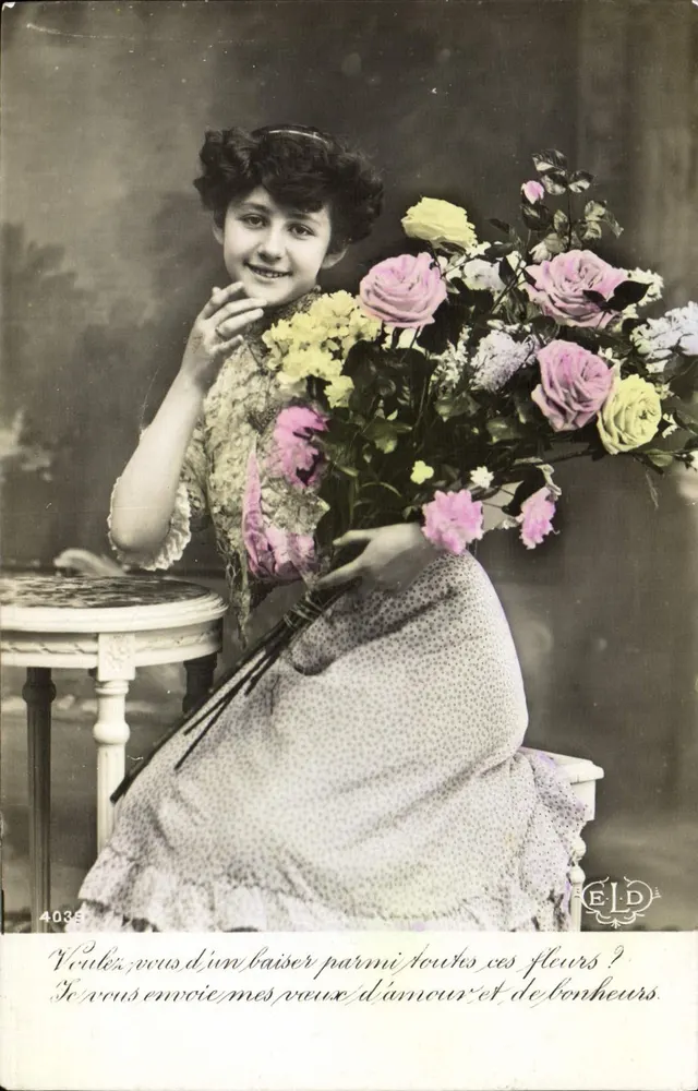 Junge Frau mit Blumenstrauß — E.D. — n°4035 - Vorderseite