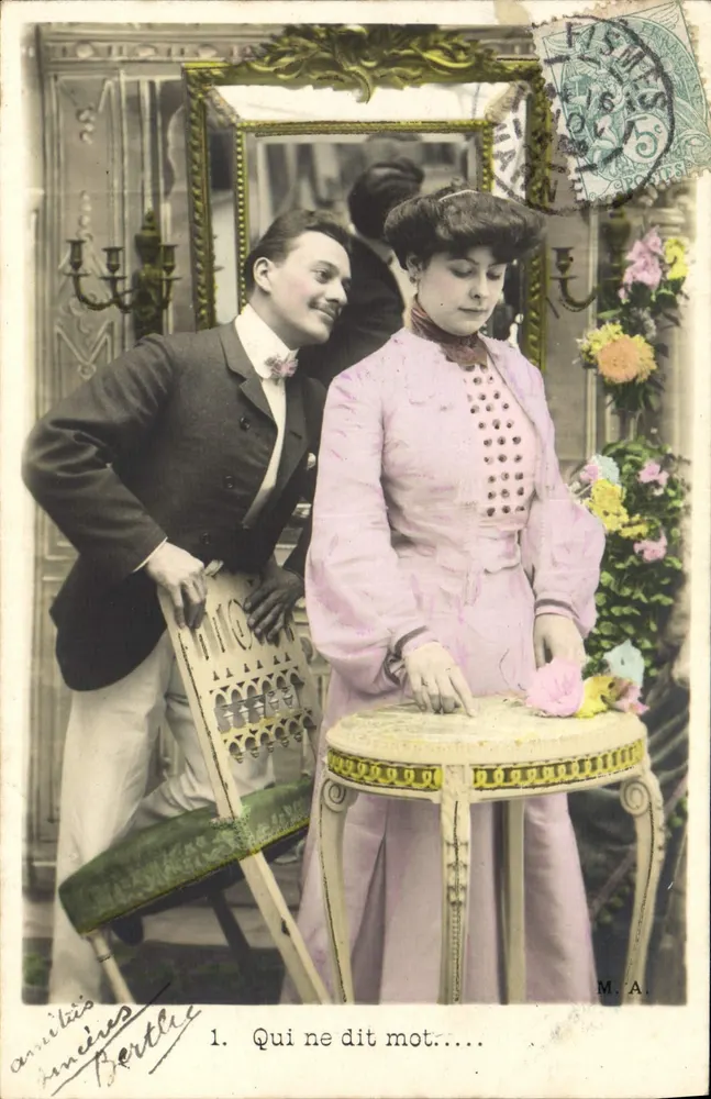 Paar im Innenraum — amüsante Szene — Bertleé, n°1 - Vorderseite