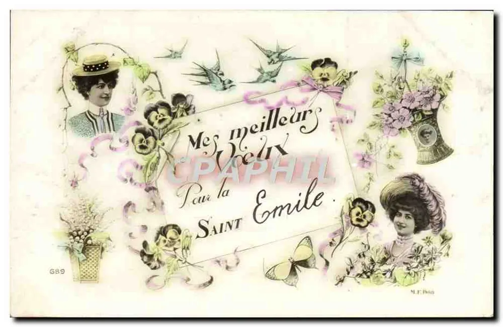 Weihnachtskarte — 'Meine besten Wünsche für Saint-Émile' — M.F. Pabos, n° G89 - Vorderseite