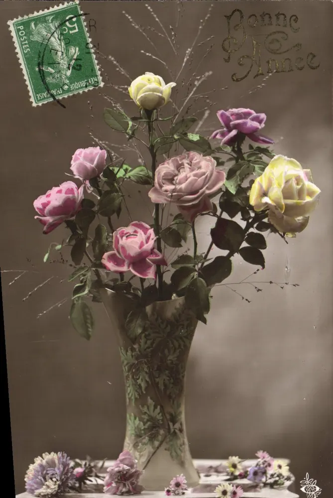 Arranjo de rosas — Boa Ano — Editor não identificado - Frente