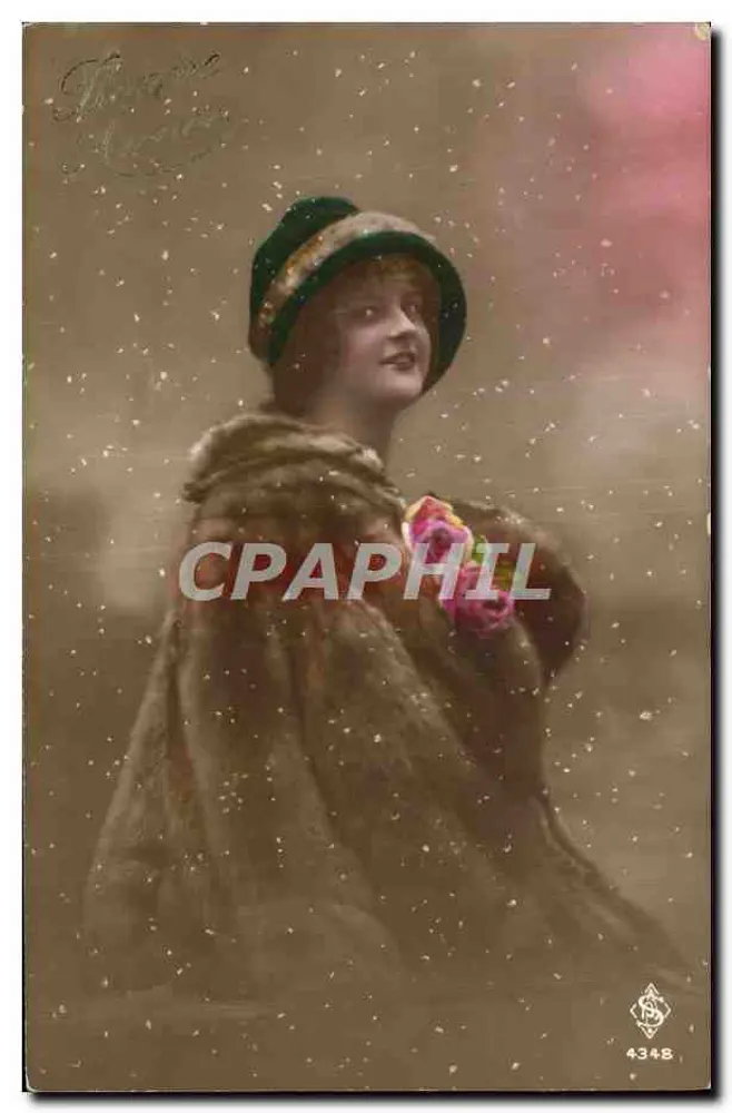 Frau in Pelz — Schnee — Verlag L. Branger, Nr. 4348 - Vorderseite