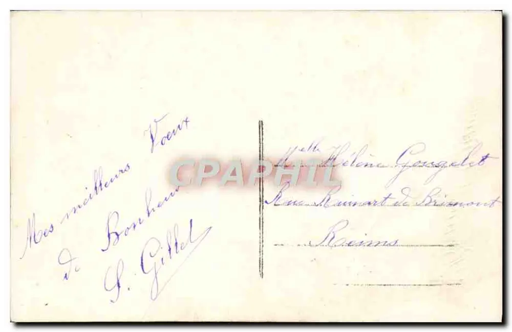 Frau und Kind mit Blumenstrauß — Nachtszene mit Kirche — Verlag Chailly, Nr. 332 - Rückseite