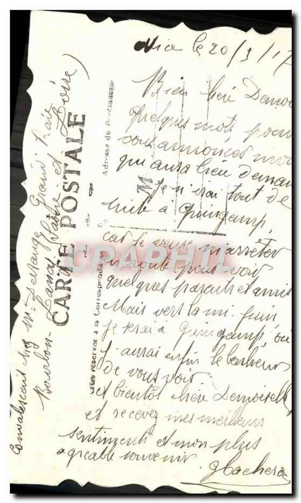 Buquê de muguet — Que ele lhe traga Felicidade — Carta postal - Verso