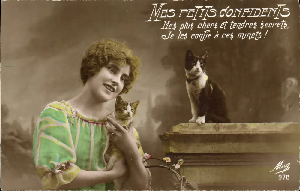 Frau mit zwei Katzen — Mug, n° 978 - Vorderseite