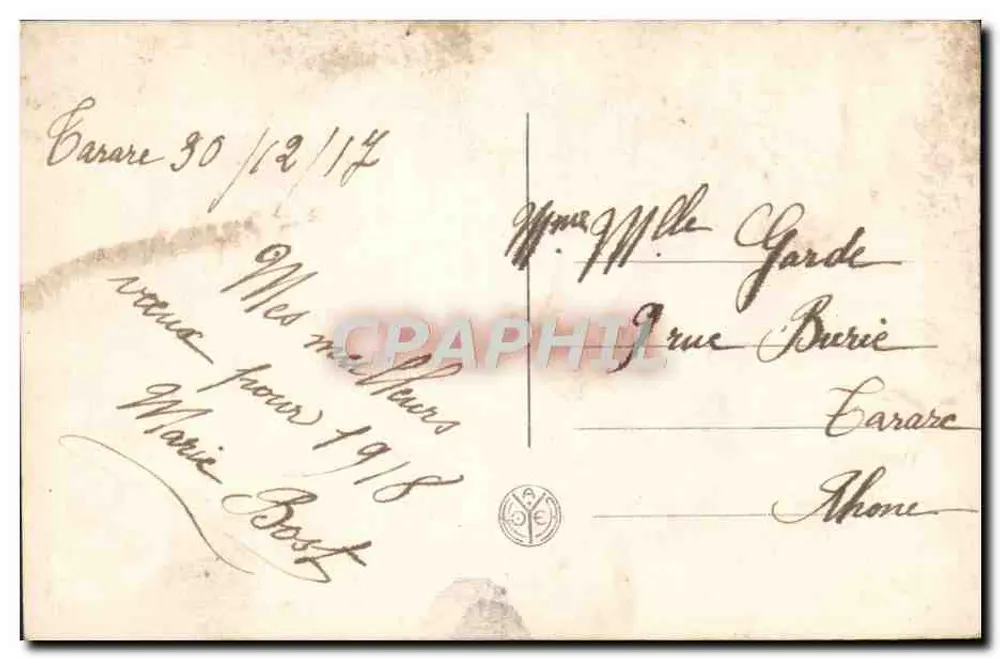 Junge Frau mit Weihnachtskrone — Winterlandschaft — Verlag 'L'Année' (n° 1001) - Rückseite