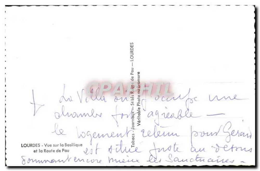 Lourdes — Ansicht der Basilika und der Route nach Pau — Éd. Edlux - Rückseite